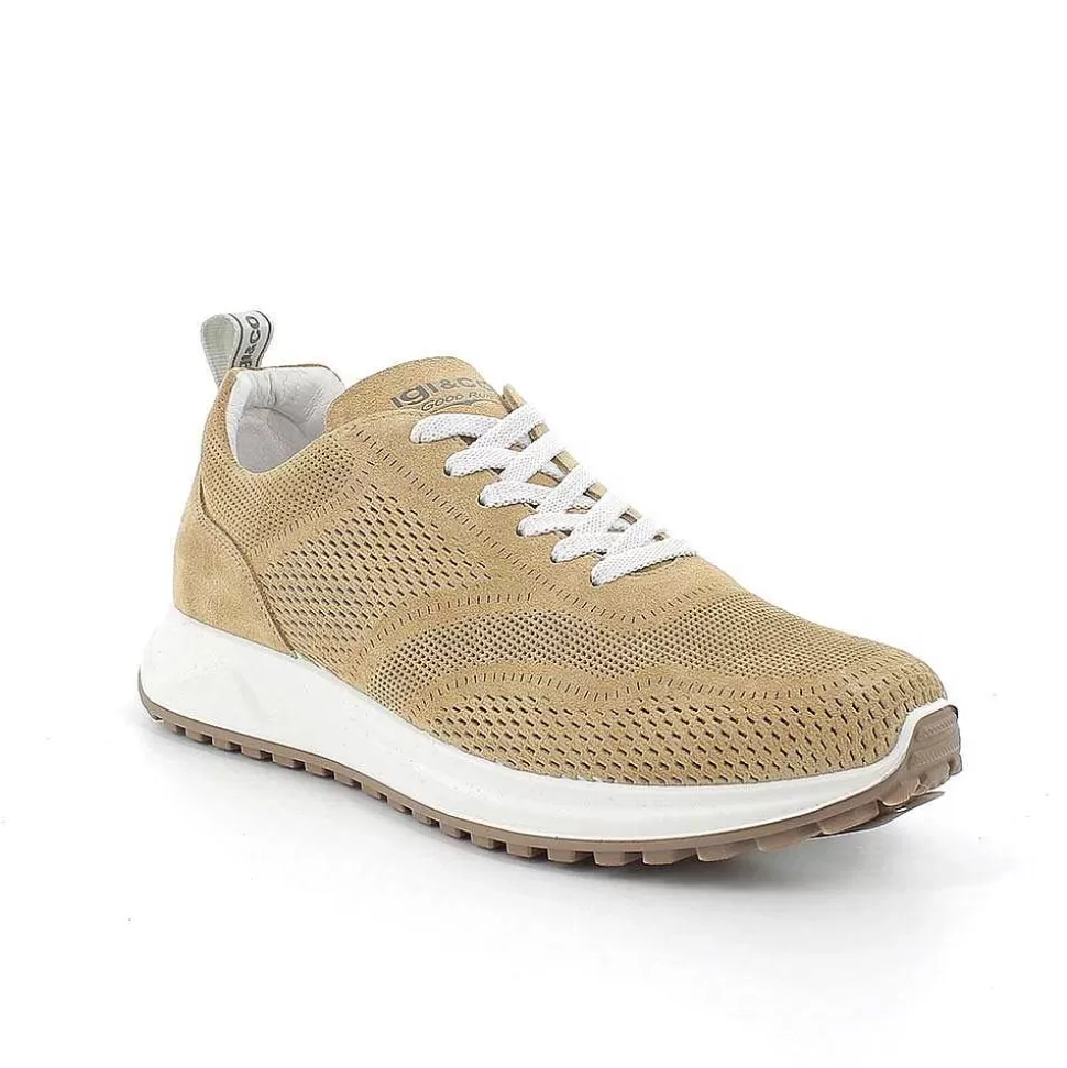 Mustard Men'S Leather Sneakers-Igi&Co Cheap