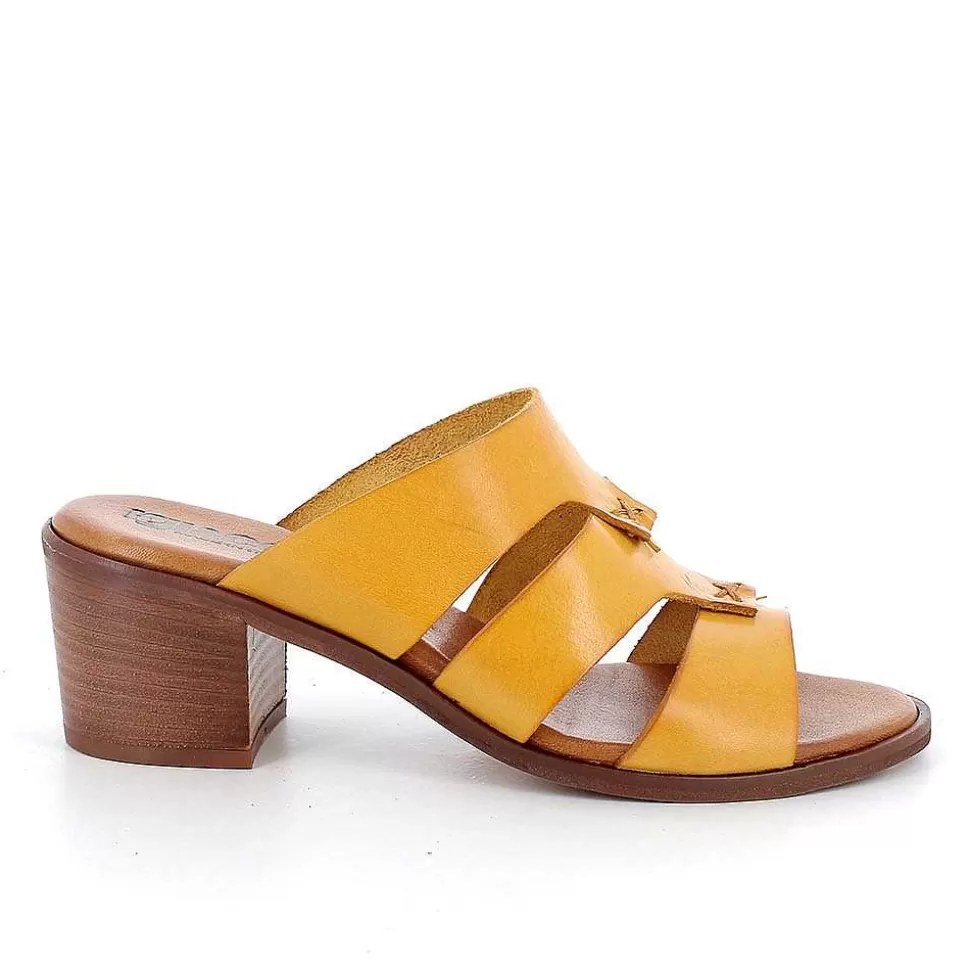 Ocher Women'S Leather Heeled Sandals-Igi&Co Cheap