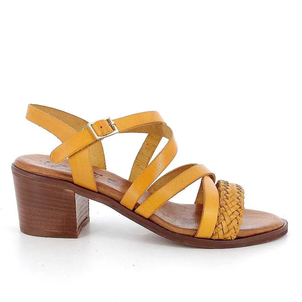 Ocher Women'S Leather Heeled Sandals-Igi&Co Cheap