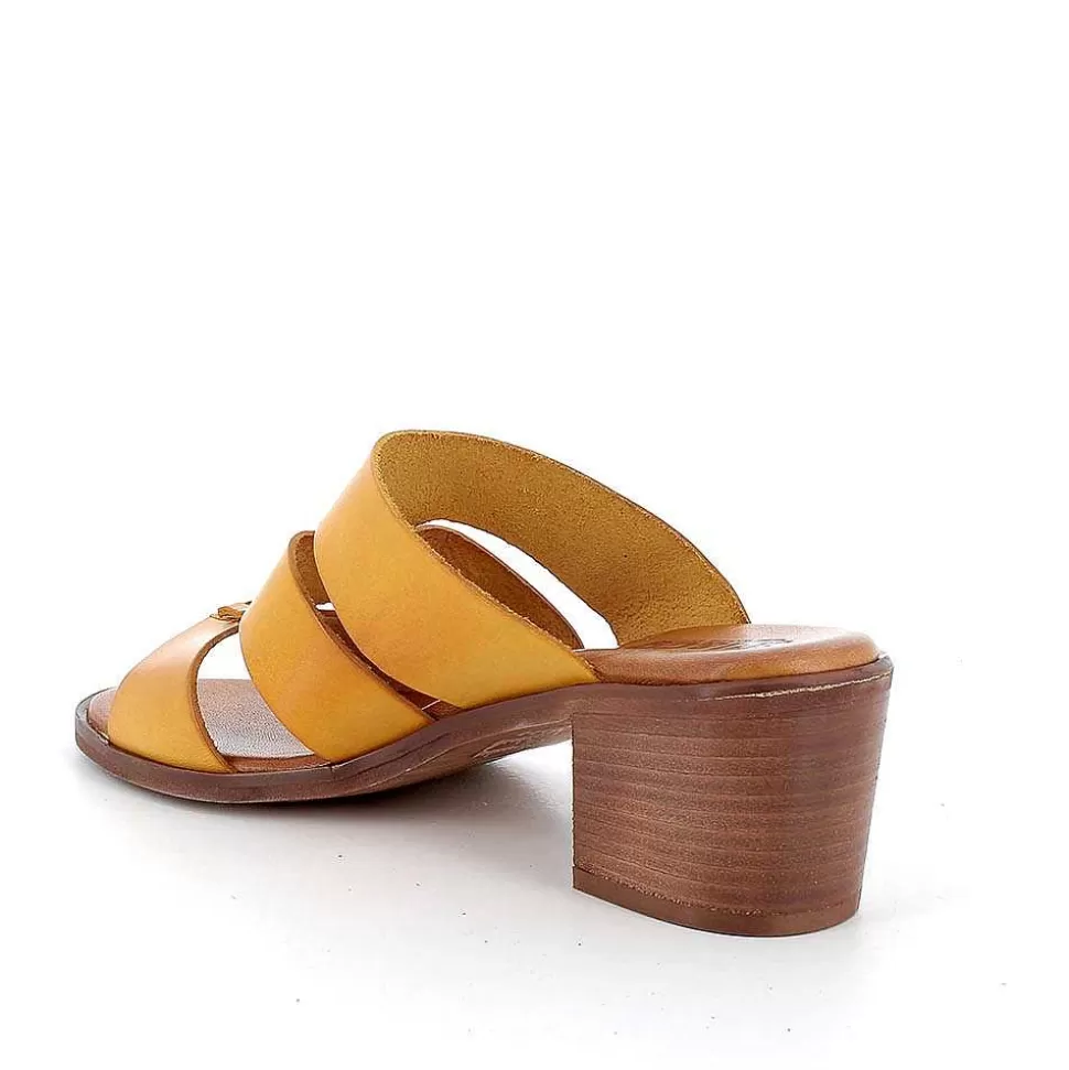 Ocher Women'S Leather Heeled Sandals-Igi&Co Cheap