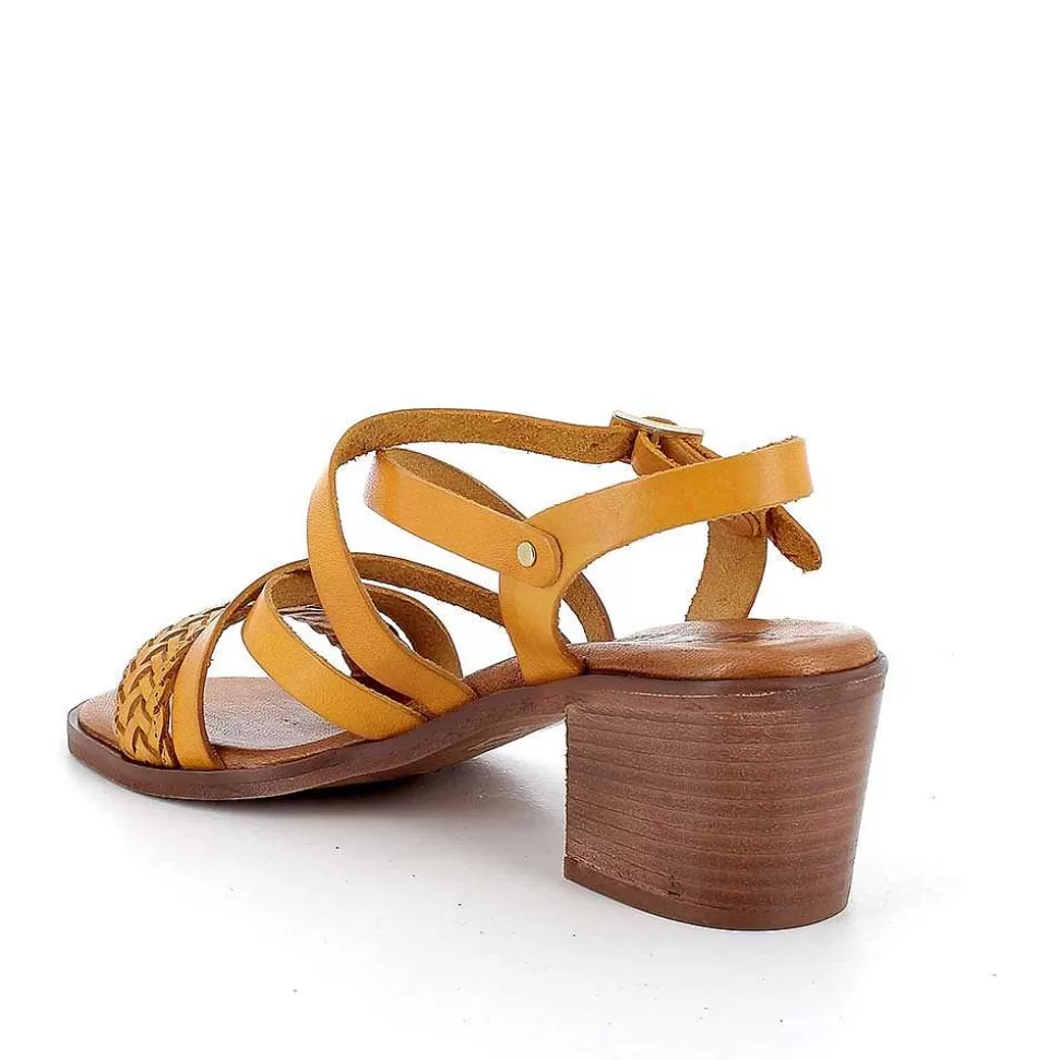 Ocher Women'S Leather Heeled Sandals-Igi&Co Cheap