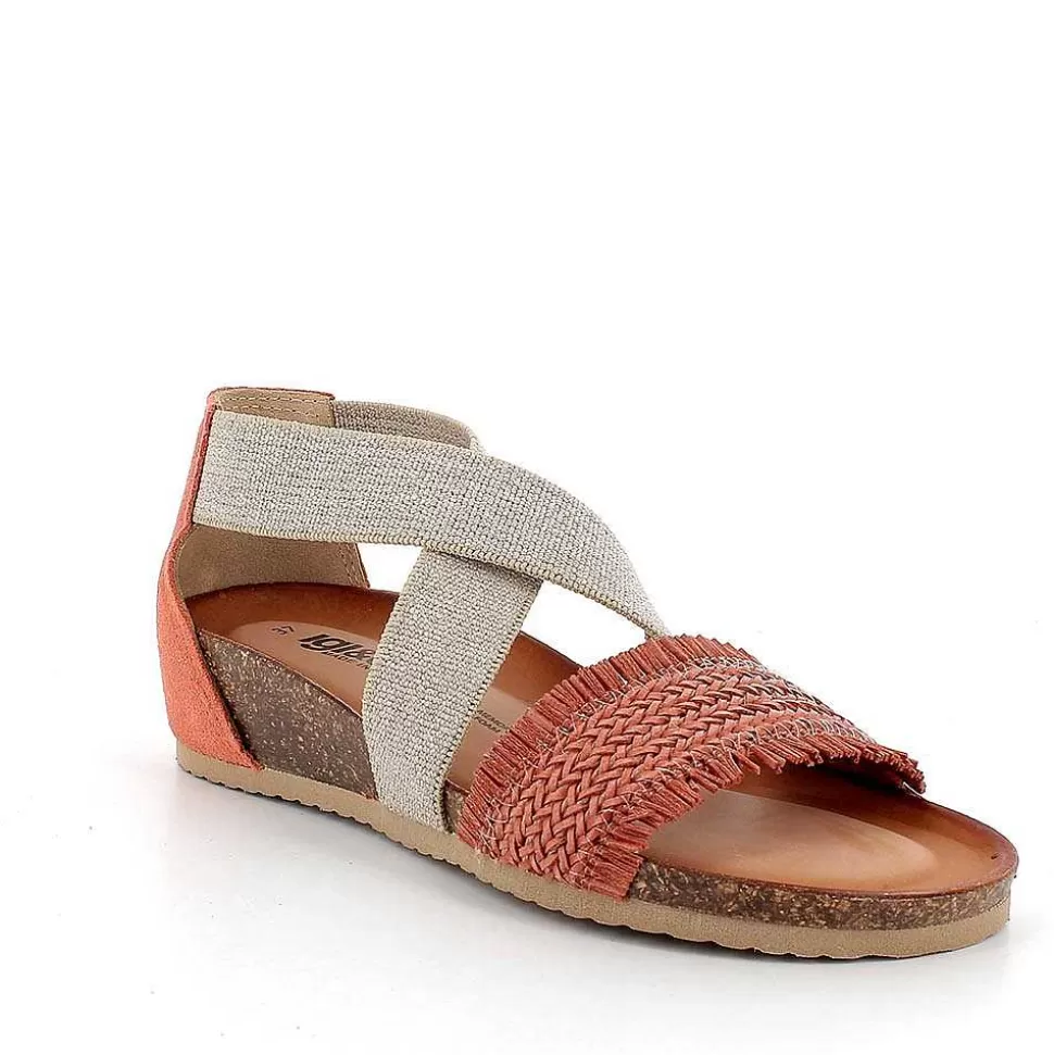 Orange Women'S Leather Sandals-Igi&Co New