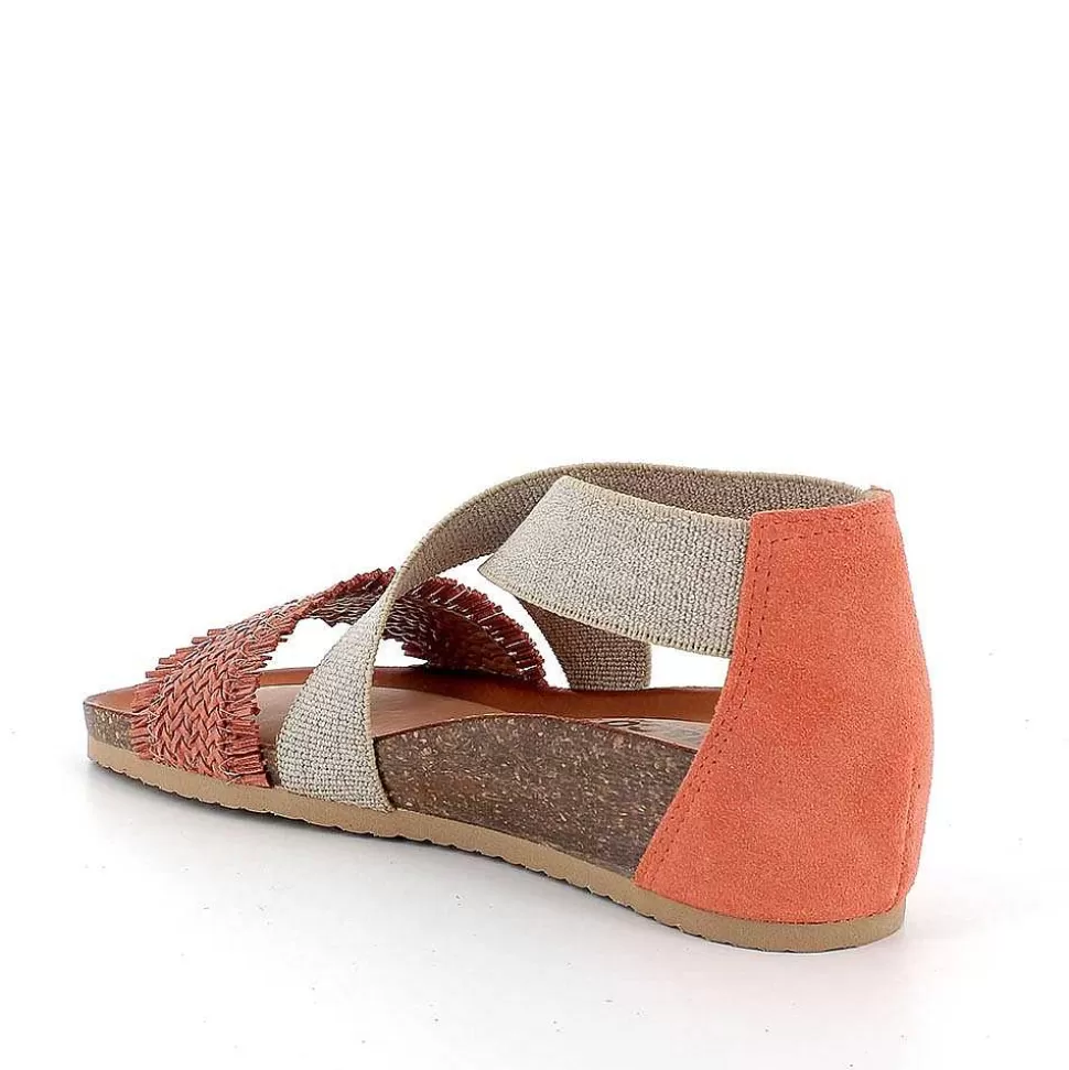 Orange Women'S Leather Sandals-Igi&Co New