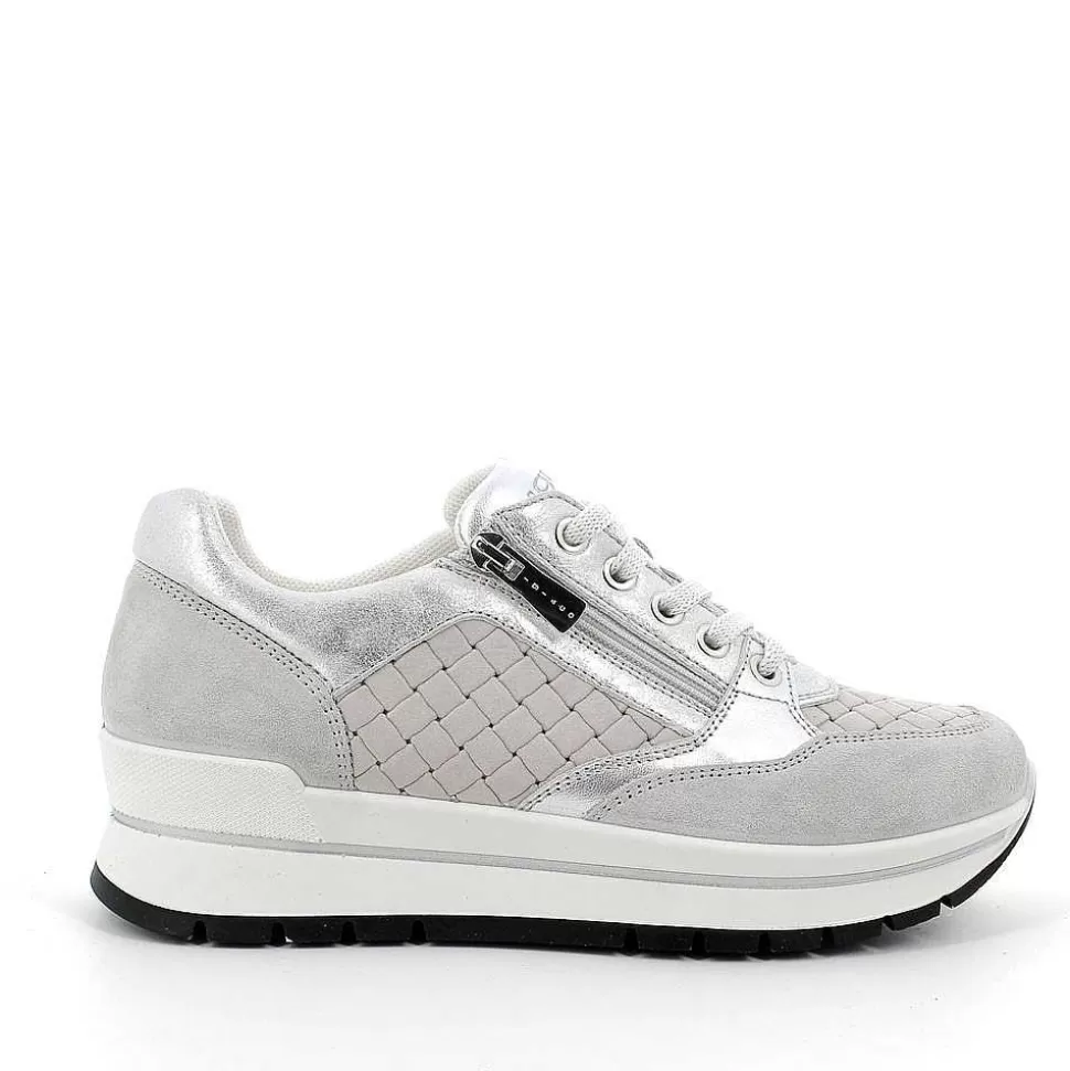 Pearl-Light Gray Women'S Leather Sneaker-Igi&Co Outlet