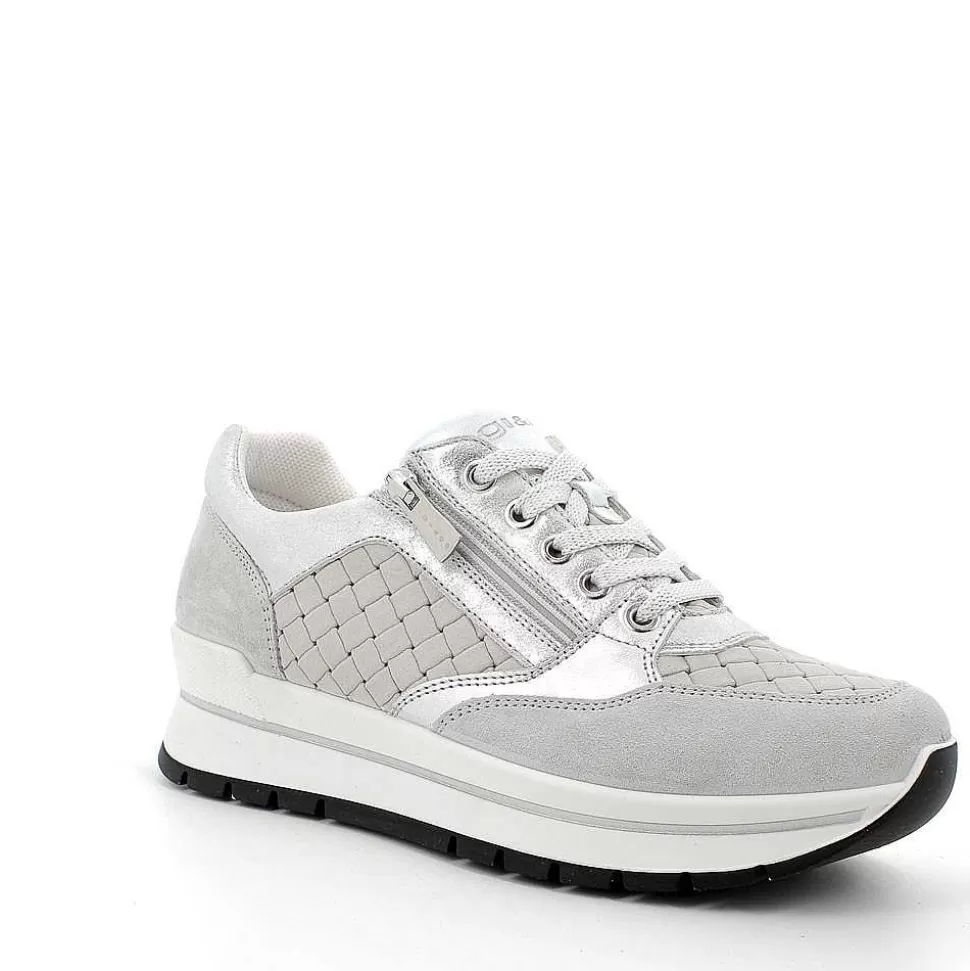 Pearl-Light Gray Women'S Leather Sneaker-Igi&Co Outlet