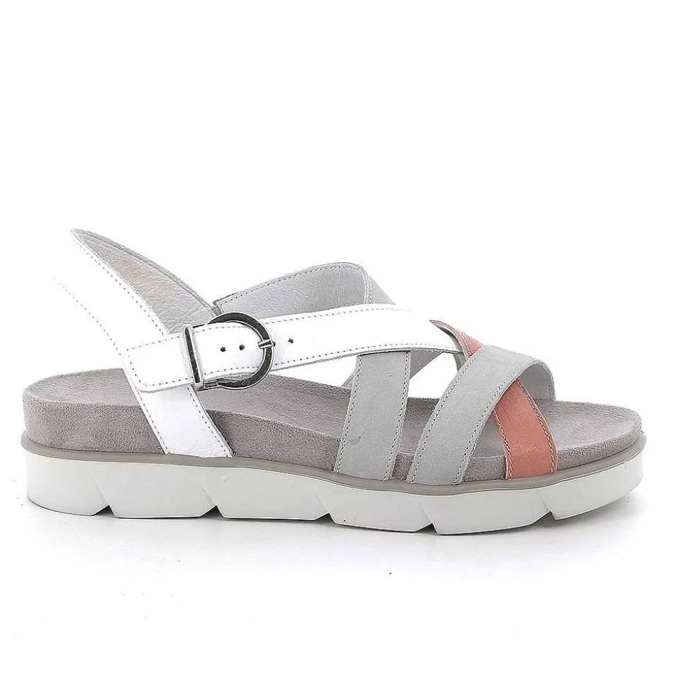 Pearl-White Women'S Leather Sandals-Igi&Co New