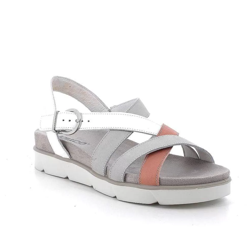 Pearl-White Women'S Leather Sandals-Igi&Co New