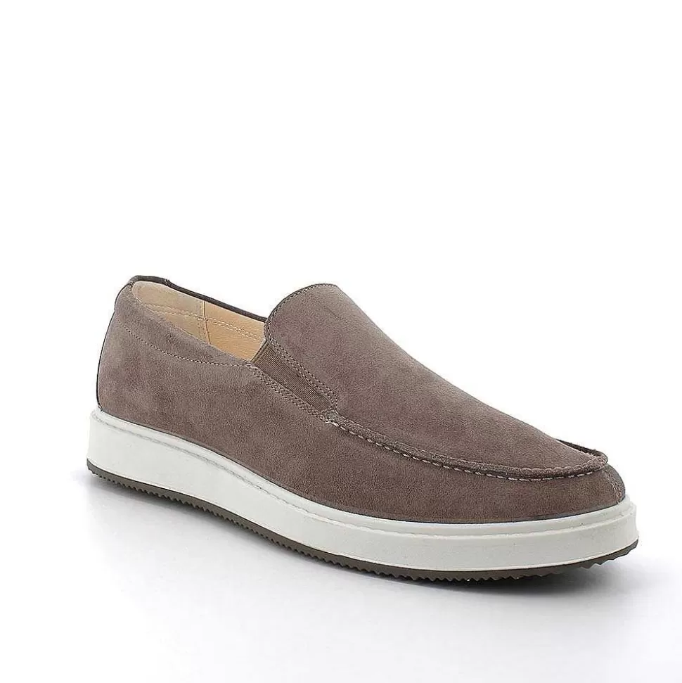 Pewter Men'S Leather Loafers-Igi&Co Outlet