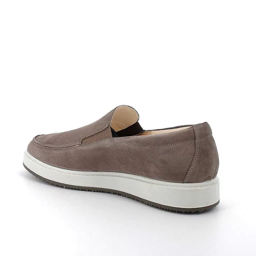 Pewter Men'S Leather Loafers-Igi&Co Outlet