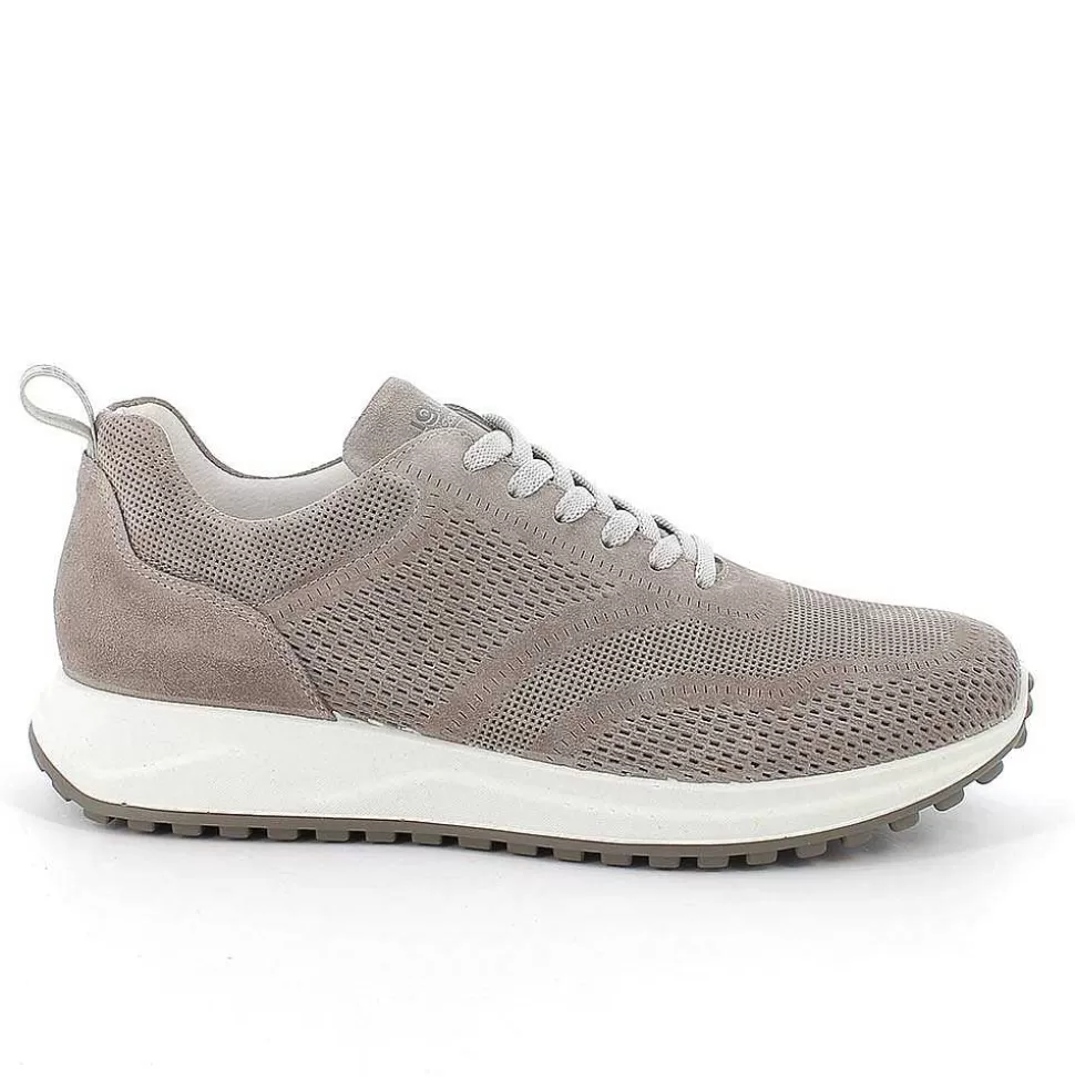 Pewter Men'S Leather Sneakers-Igi&Co Online