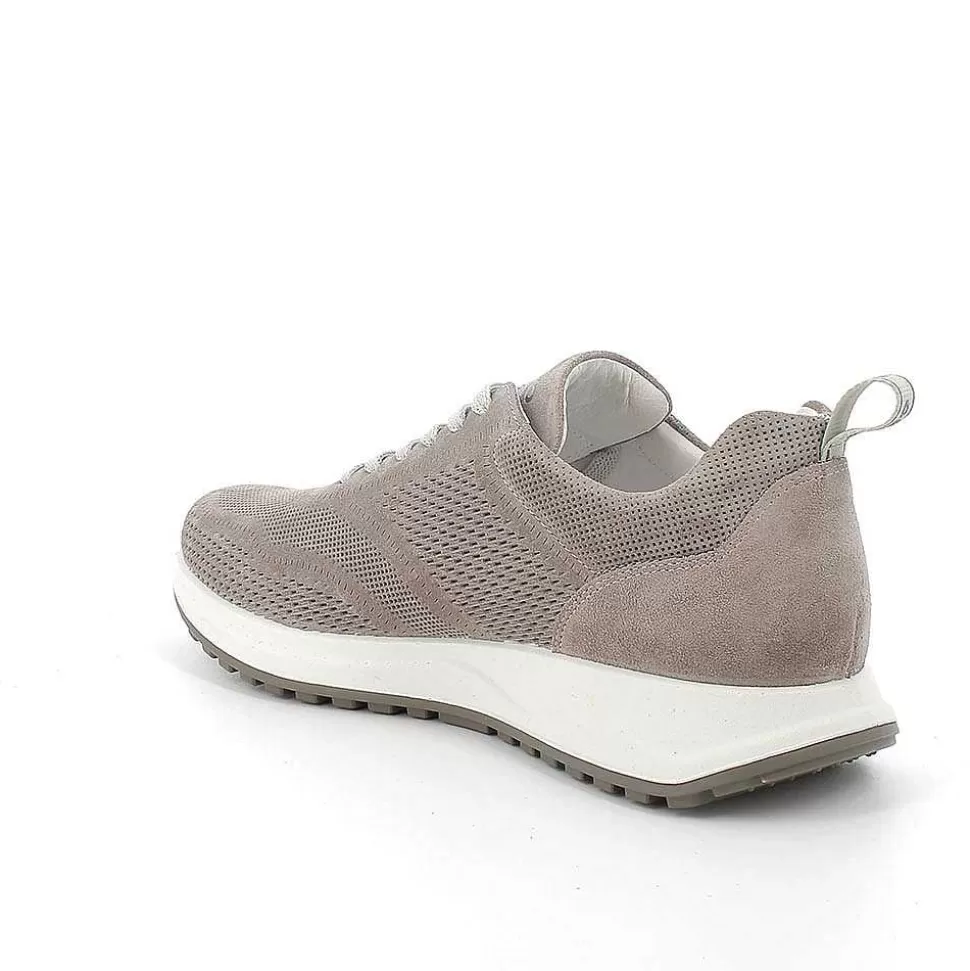 Pewter Men'S Leather Sneakers-Igi&Co Online