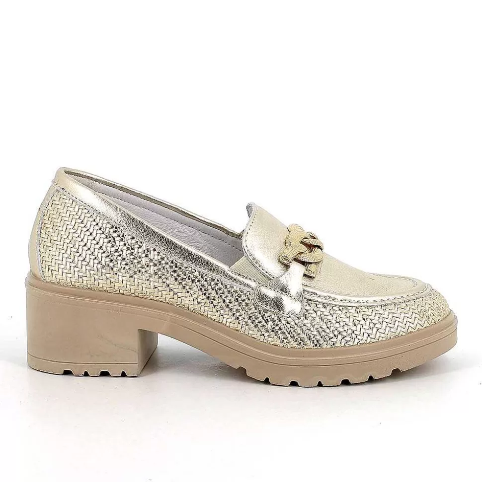 Platinum Women'S Leather Heeled Loafers-Igi&Co Shop