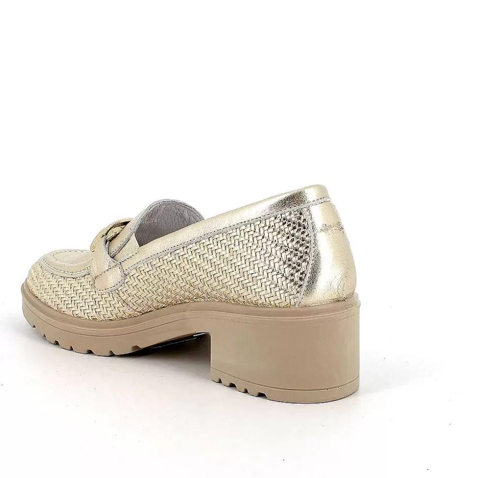 Platinum Women'S Leather Heeled Loafers-Igi&Co Shop