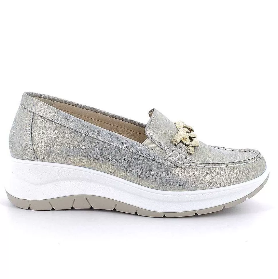 Platinum Women'S Leather Wedge Loafers-Igi&Co Store