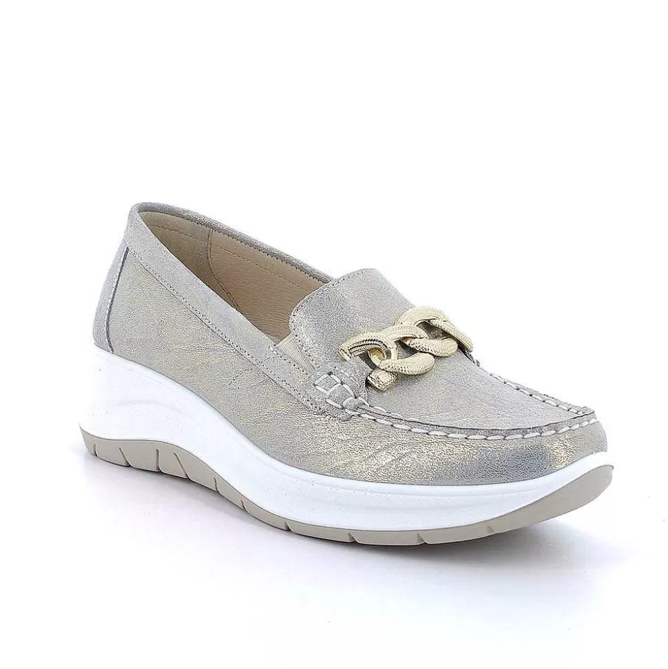 Platinum Women'S Leather Wedge Loafers-Igi&Co Store