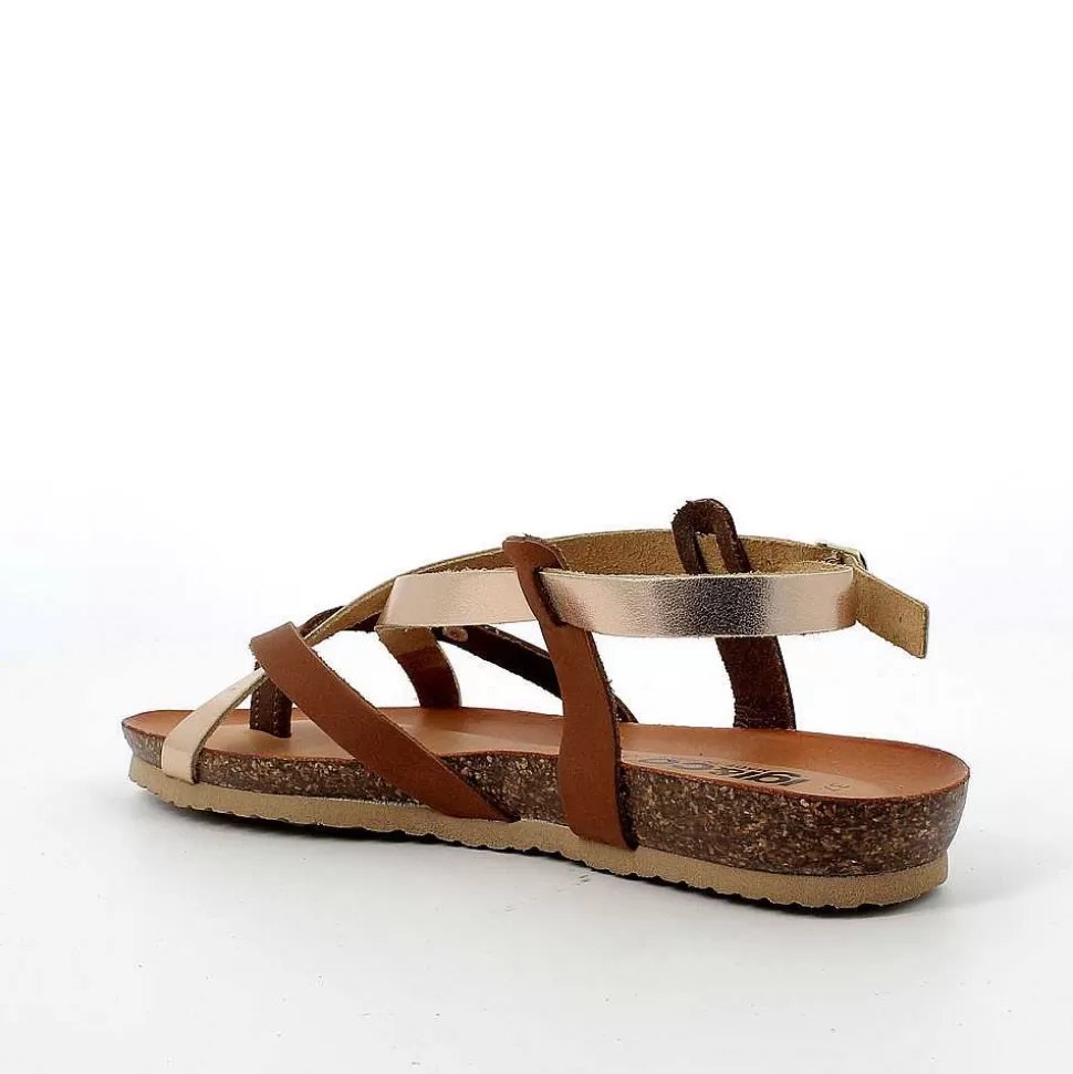Powder-Brown Women'S Leather Flip-Flop Sandal-Igi&Co Cheap