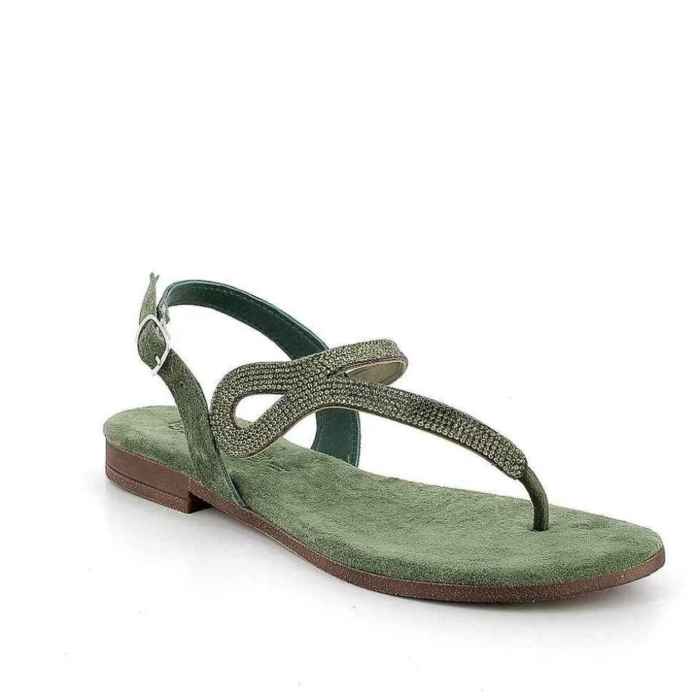 Sage Green Women'S Leather Flip Flop Sandals-Igi&Co Store