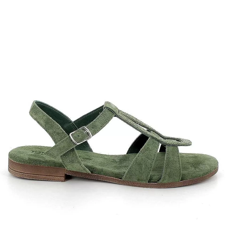 Sage Green Women'S Leather Sandals-Igi&Co Shop