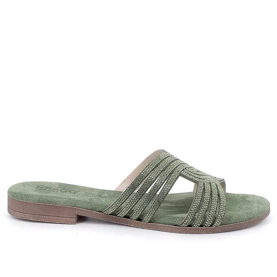 Sage Green Women'S Leather Sandals-Igi&Co Sale