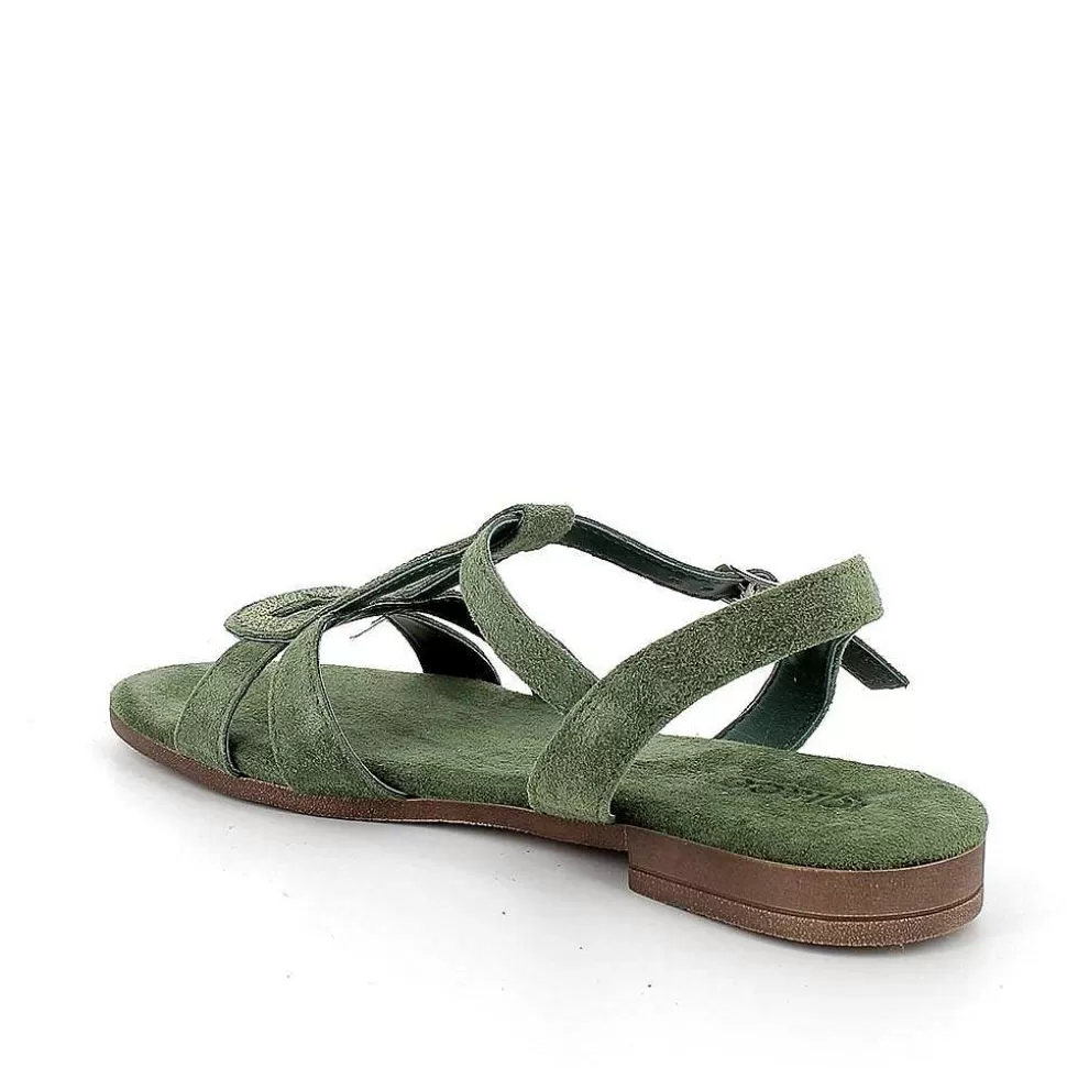Sage Green Women'S Leather Sandals-Igi&Co Shop