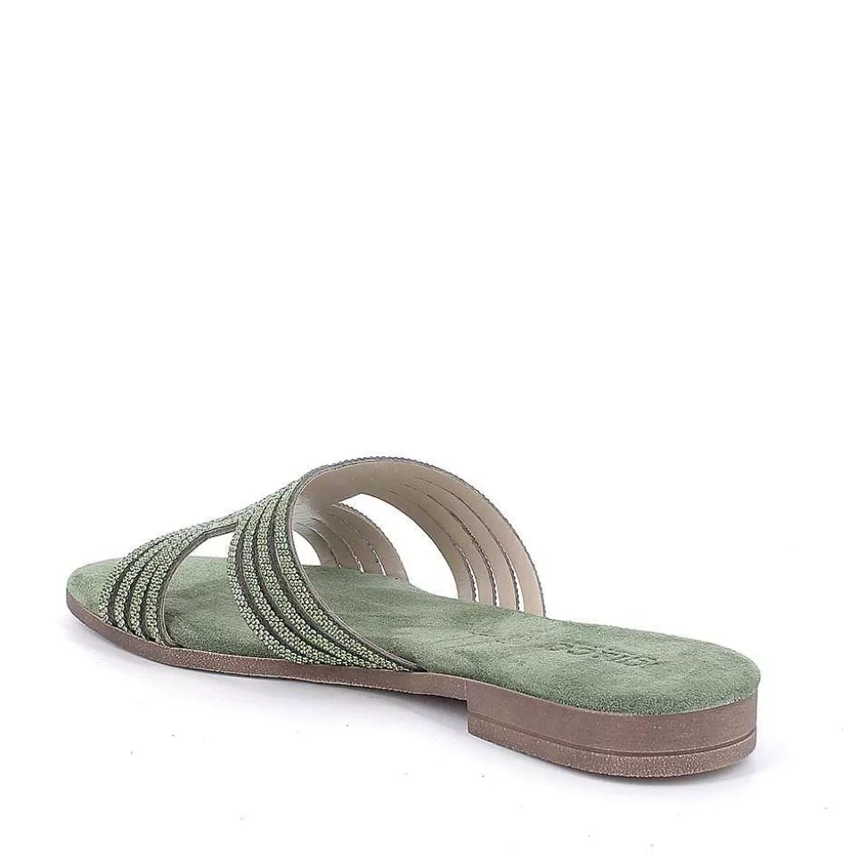Sage Green Women'S Leather Sandals-Igi&Co Sale