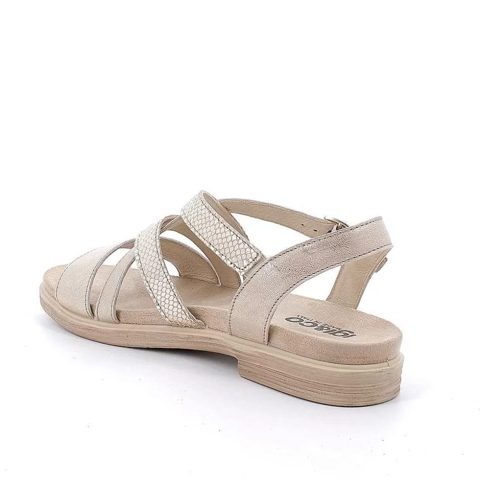 Sand-Platinum Women'S Leather Sandals-Igi&Co Flash Sale