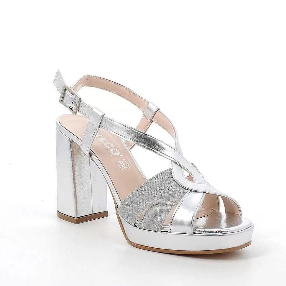 Silver Women'S Heeled And Platform Sandals-Igi&Co Online