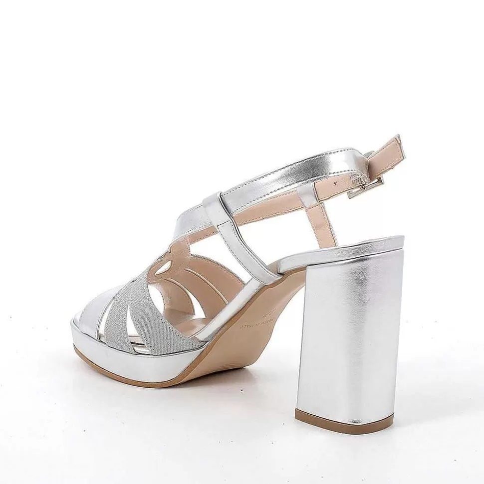 Silver Women'S Heeled And Platform Sandals-Igi&Co Online