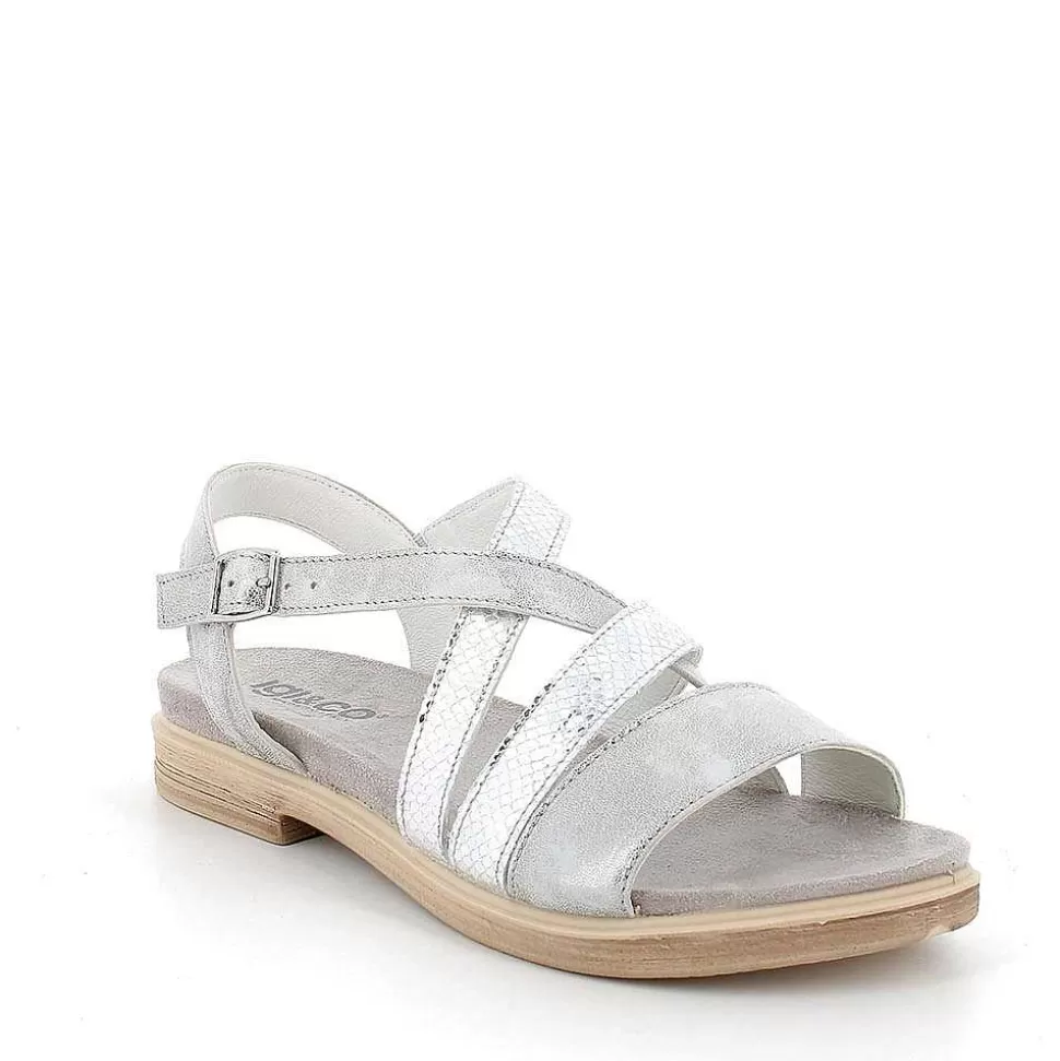 Silver Women'S Leather Sandals-Igi&Co New