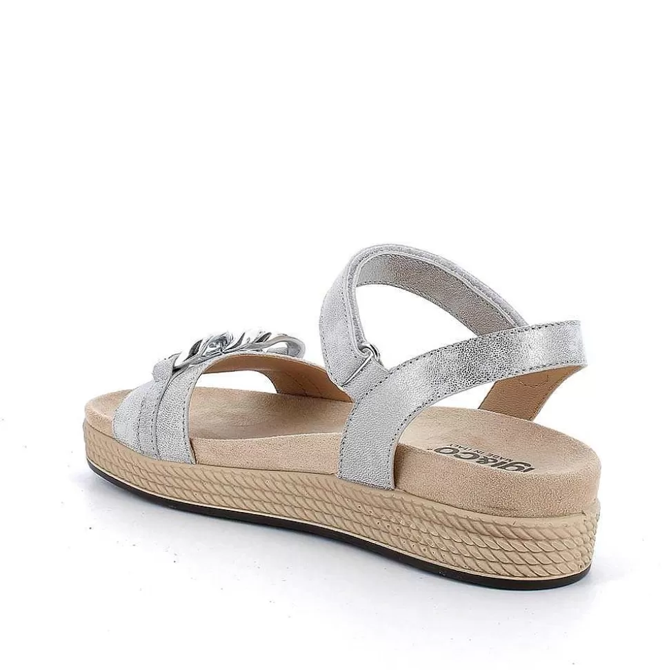Silver Women'S Leather Sandals-Igi&Co Sale