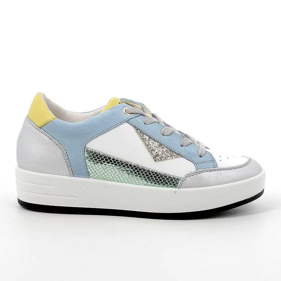 Silver-White Women'S Leather Sneakers-Igi&Co Cheap