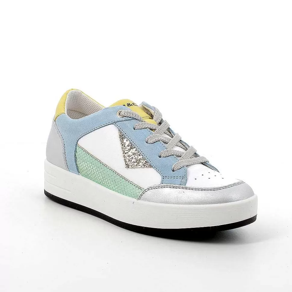 Silver-White Women'S Leather Sneakers-Igi&Co Cheap