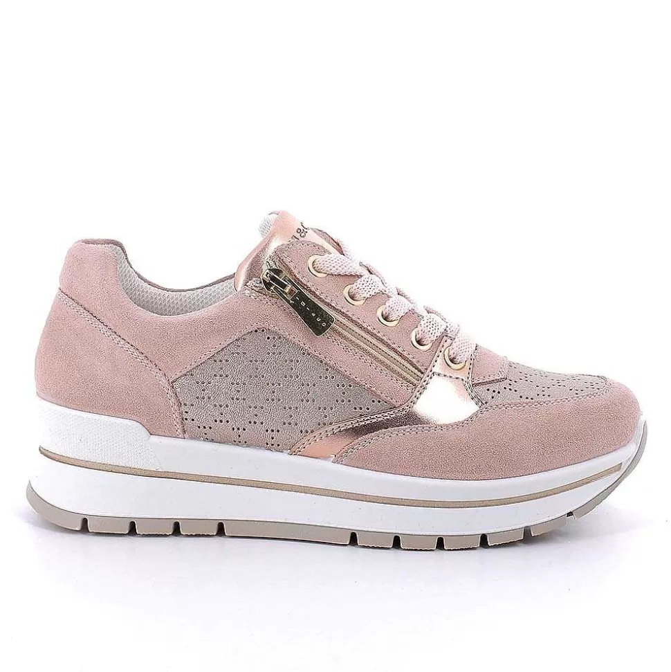 Skin-Champagne Women'S Leather Sneakers-Igi&Co New