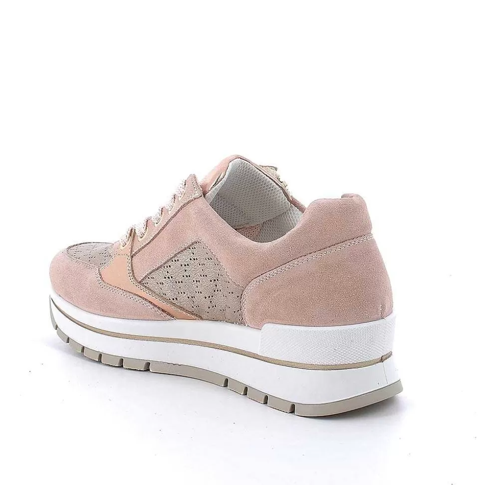 Skin-Champagne Women'S Leather Sneakers-Igi&Co New