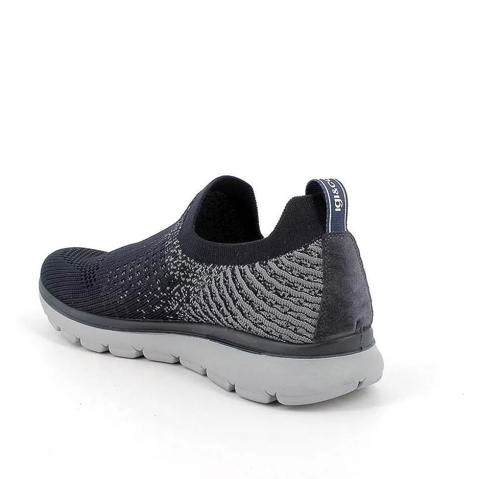 Slip On Men'S Sock Blue-Grey-Igi&Co Flash Sale