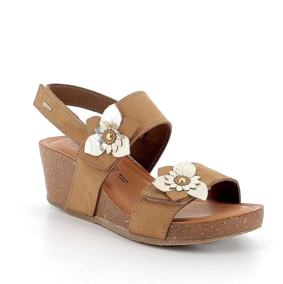 Taupe Women'S Leather Wedge Sandals-Igi&Co Clearance