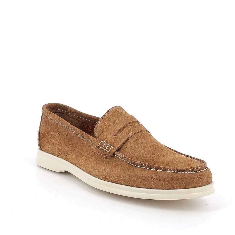 Tobacco Men'S Leather Loafers-Igi&Co Outlet