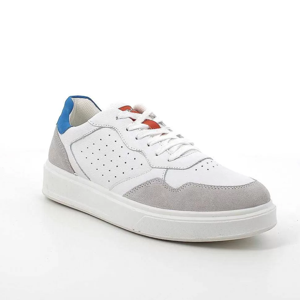 White Men'S Leather Sneakers-Igi&Co Cheap