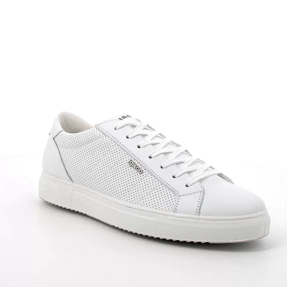 White Men'S Leather Sneakers-Igi&Co Fashion