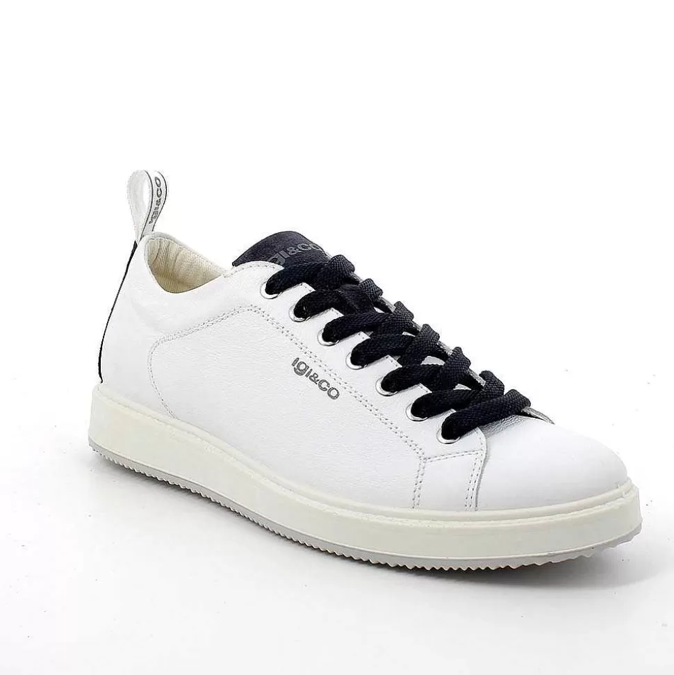 White Men'S Leather Sneakers-Igi&Co Flash Sale