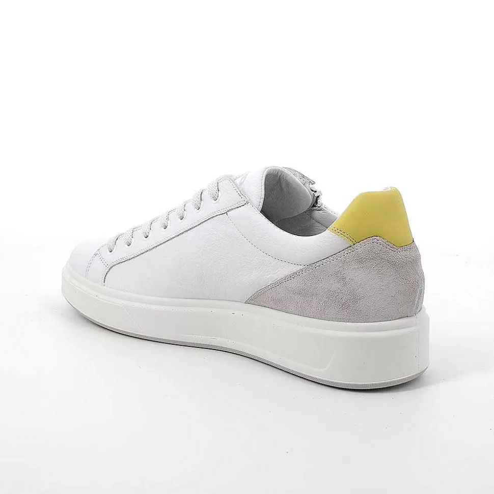 White Men'S Leather Sneakers-Igi&Co Best