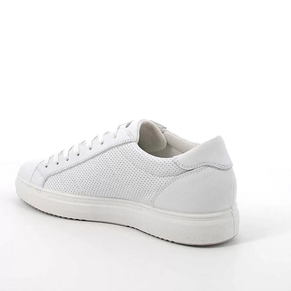 White Men'S Leather Sneakers-Igi&Co Fashion