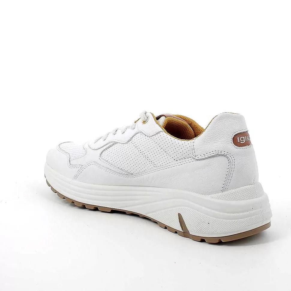 White Men'S Leather Sneakers-Igi&Co Best Sale