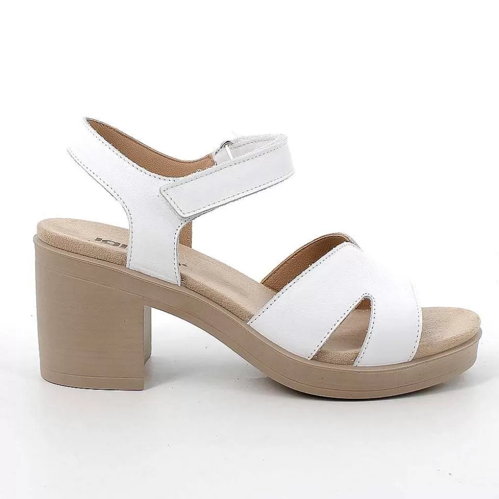 White Women'S Leather Heeled Sandals-Igi&Co Sale