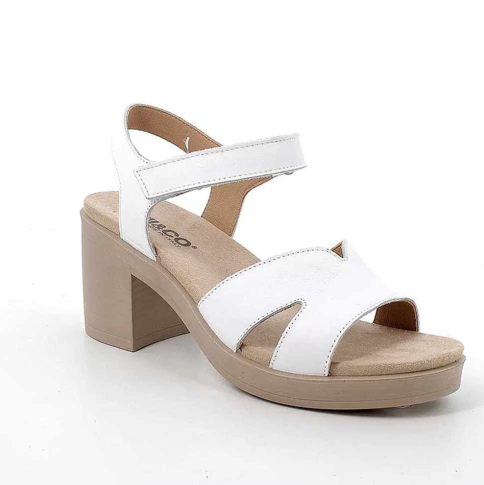 White Women'S Leather Heeled Sandals-Igi&Co Sale