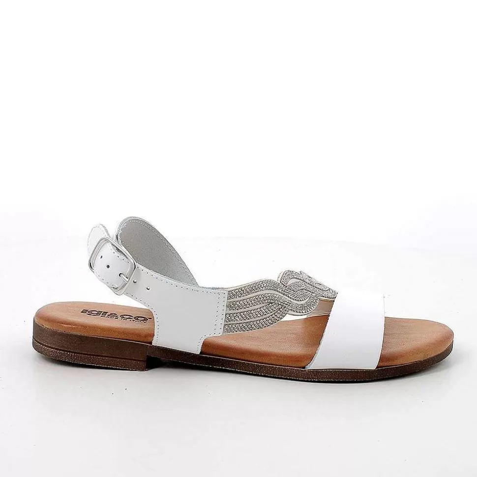 White Women'S Leather Sandals-Igi&Co Clearance