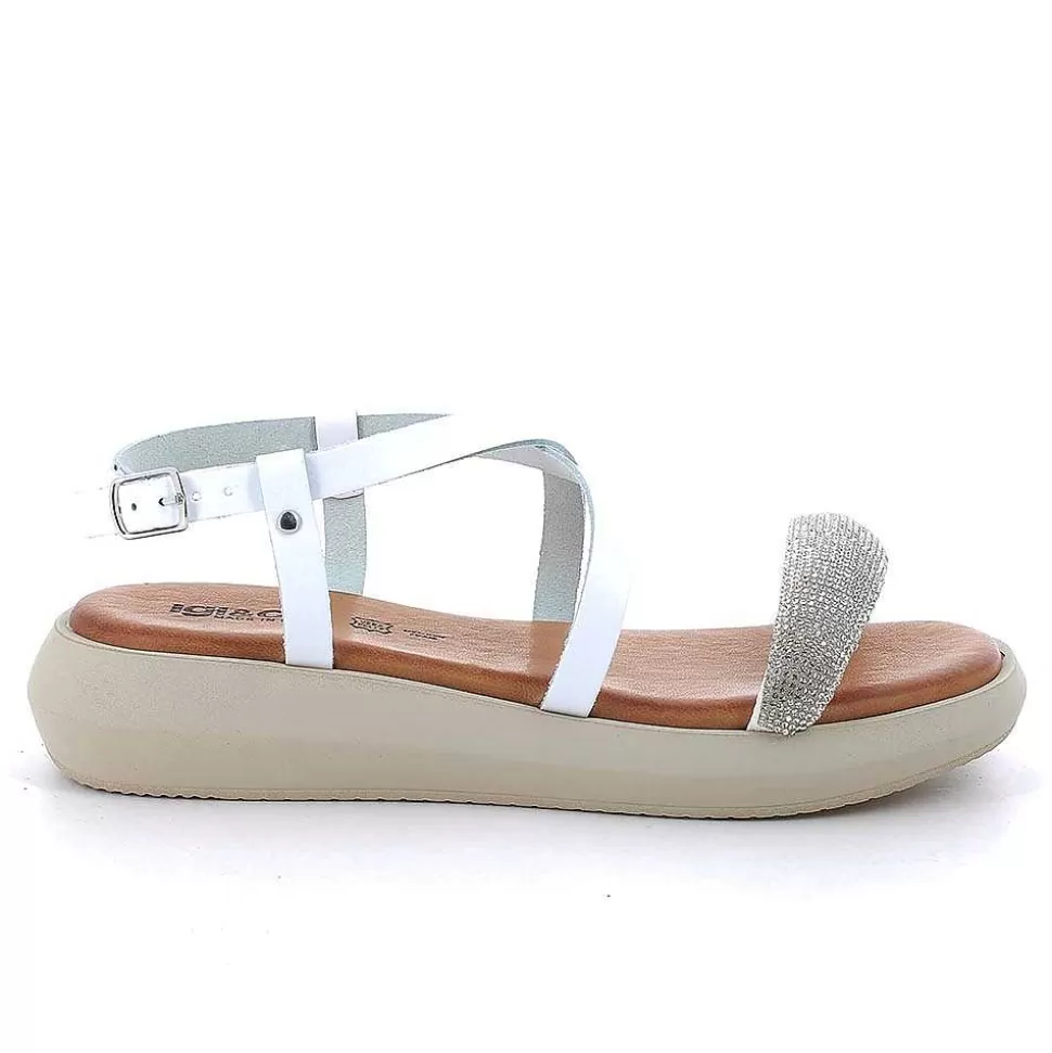 White Women'S Leather Sandals-Igi&Co Cheap