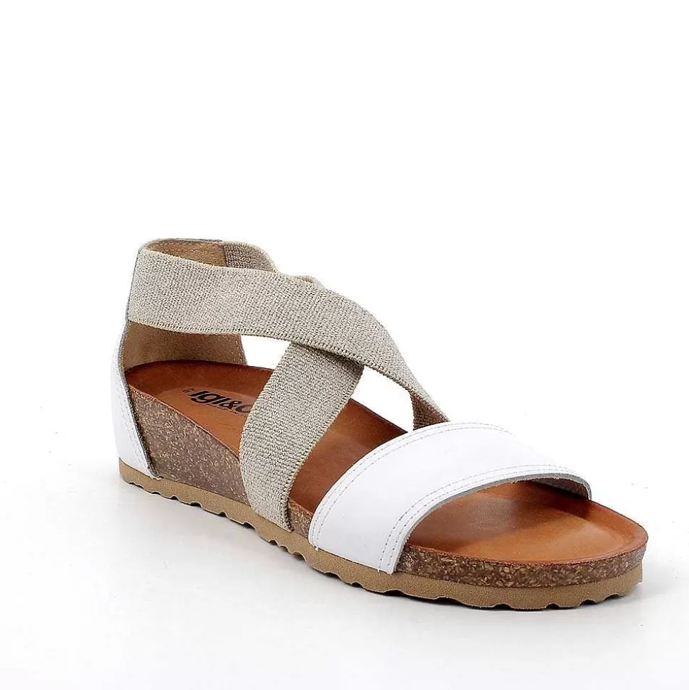 White Women'S Leather Sandals-Igi&Co Cheap