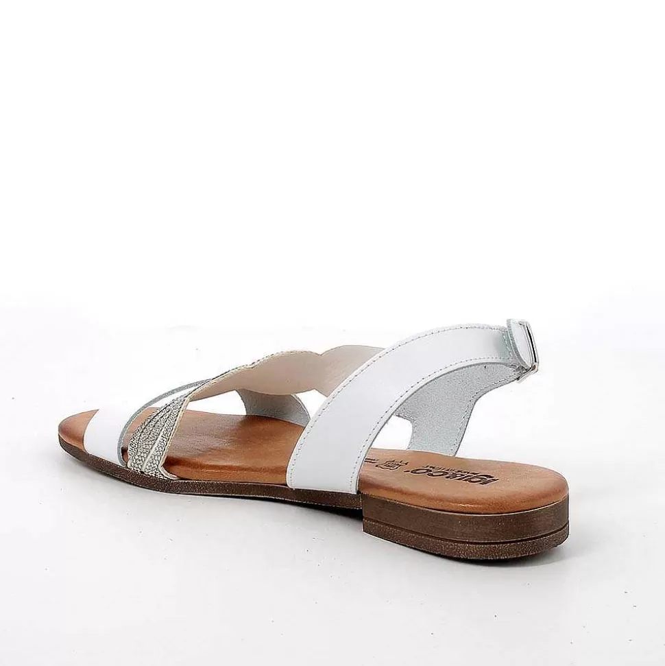 White Women'S Leather Sandals-Igi&Co Clearance