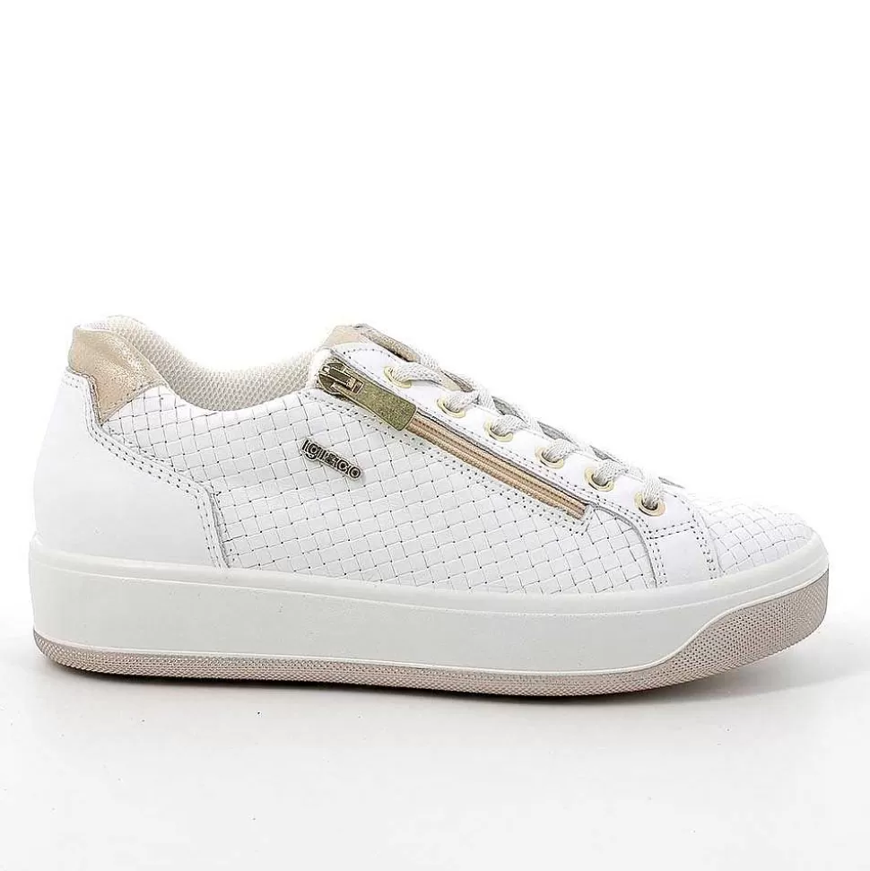 White Women'S Leather Sneakers-Igi&Co Outlet